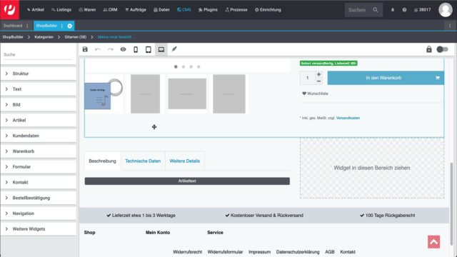 cross selling widget hinzufuegen