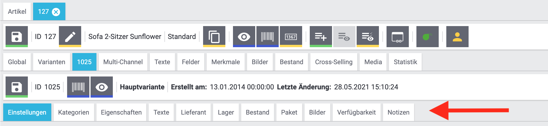 untere tab leiste