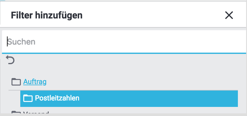 PLZ Filter Ereignisaktion Filter hinzufuegen