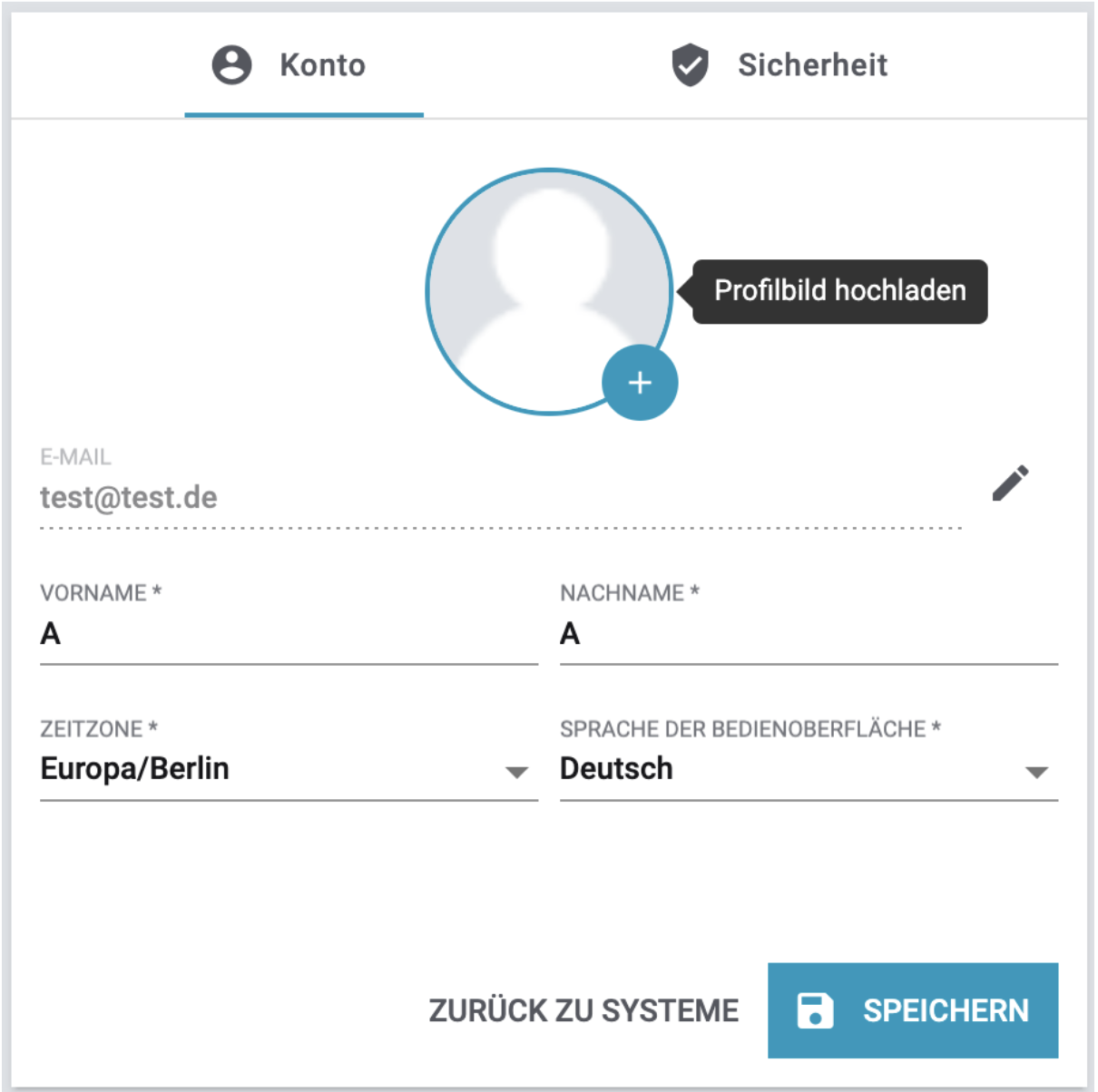 login account detail view de