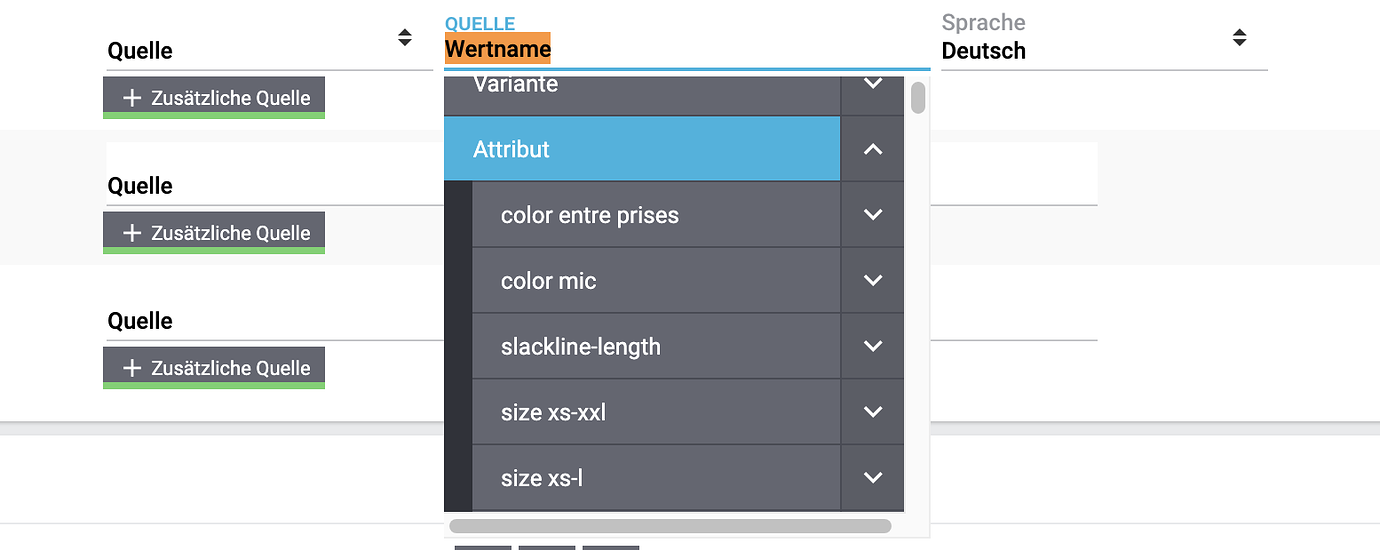 Interne Attributnamen in Data Picker.
