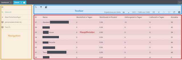 firmen ui menuestruktur