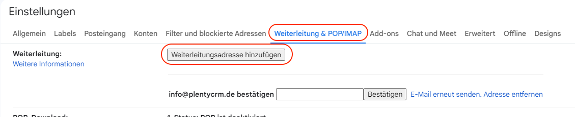 praxisbeispiel gmail weiterleitung