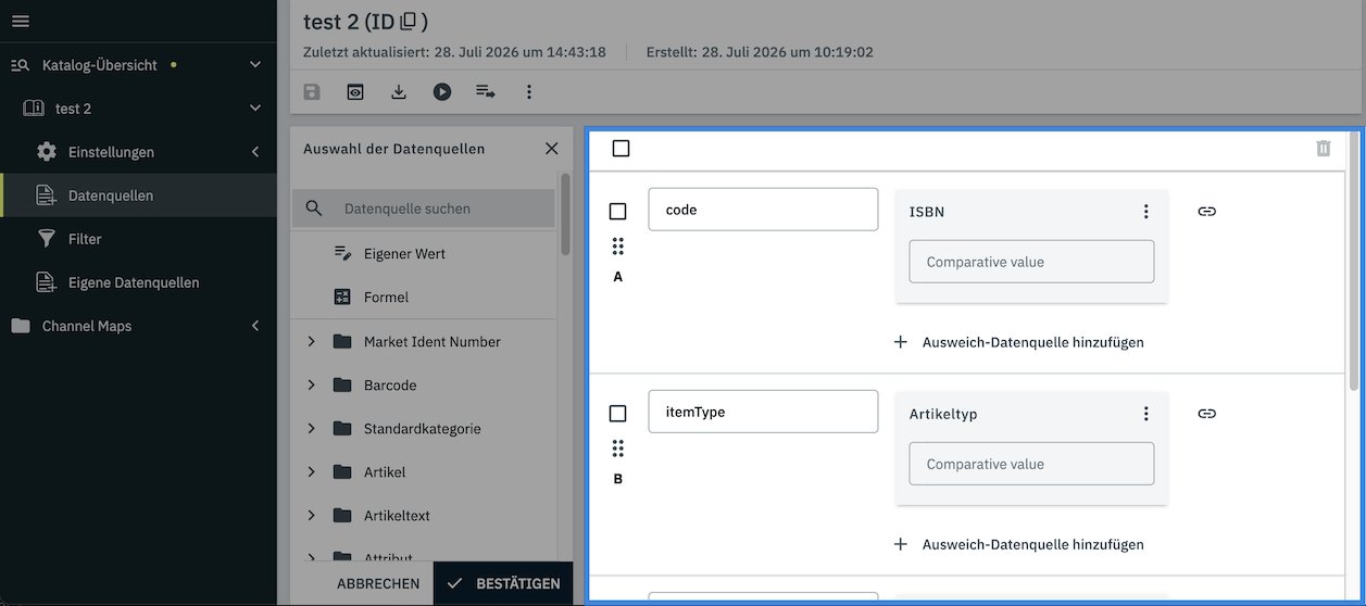 catalogue default added fields