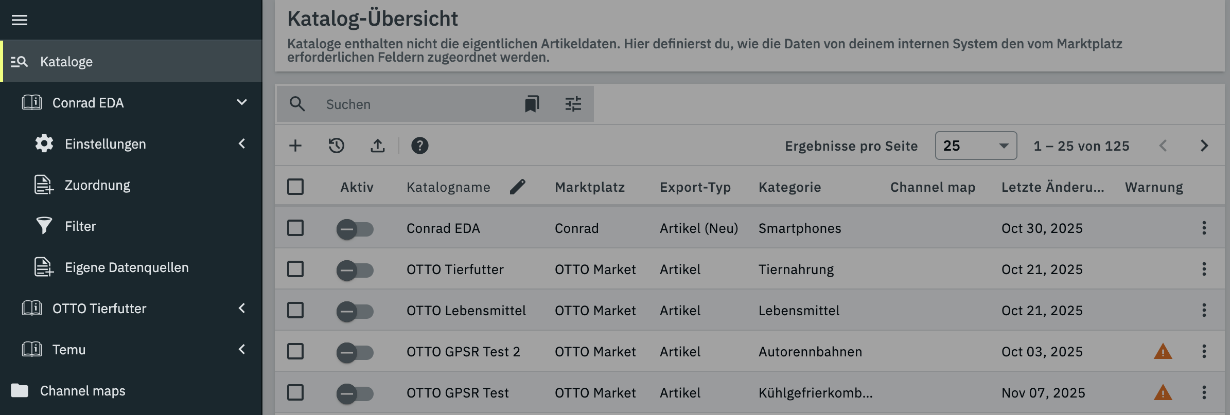 catalogue overview navigation