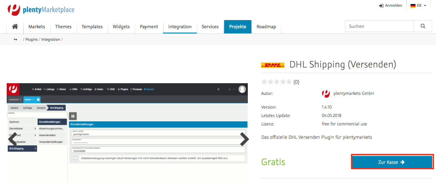 praxisbeispiel dhl shipping plugin kaufen
