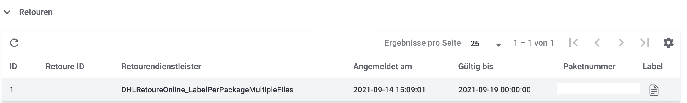 versand center retourenlabel drucken