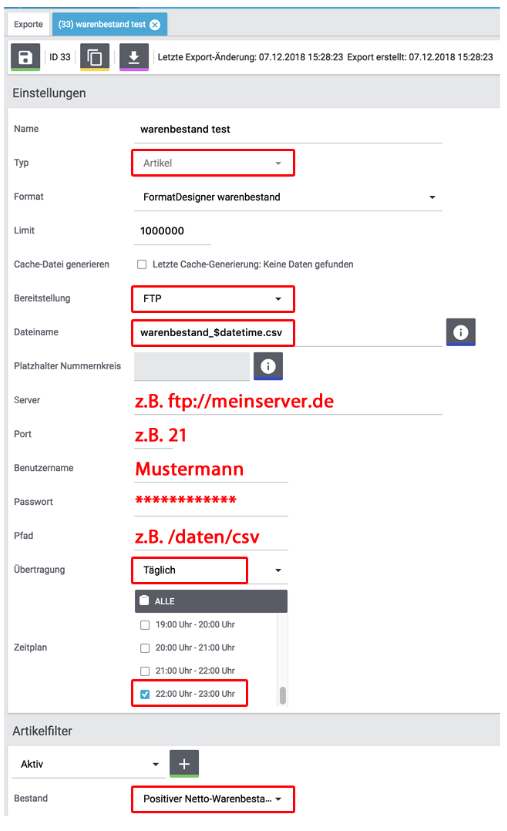 elastischer export