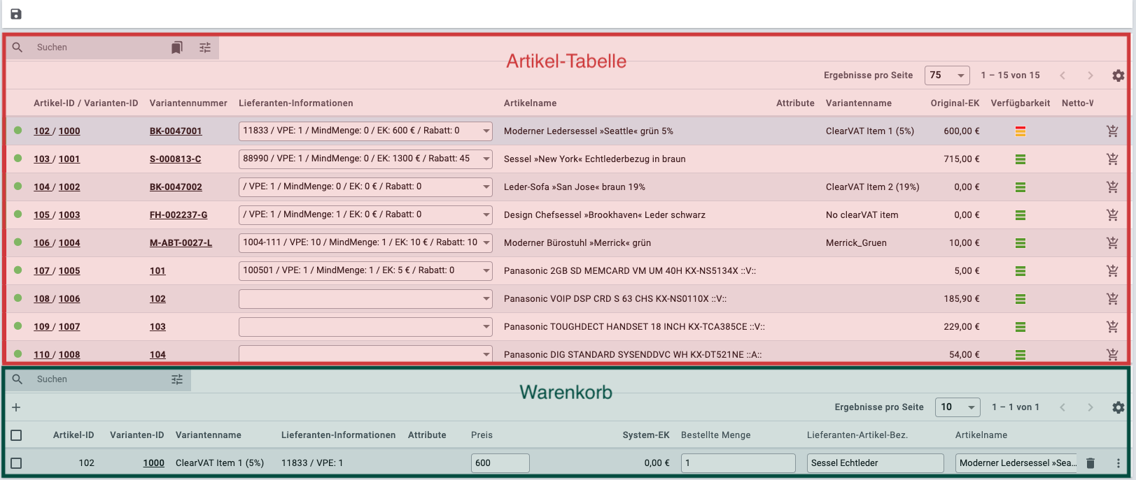 reorder edit items