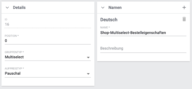 bestelleigenschaft optionen gruppe