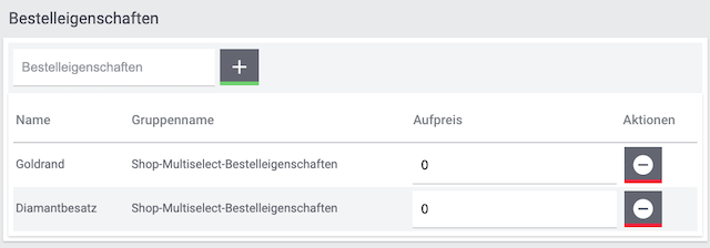 bestelleigenschaft optionen verknuepfung