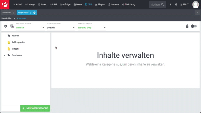 set inhalt erstellen
