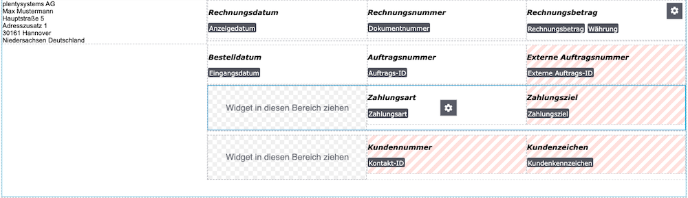 DocumentBuilder mehrere Widgetspalten erstellen