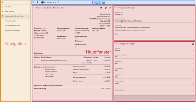 Documentbuilder Vorlagenansicht