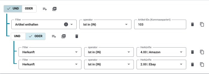 Automatisierung plentyflow filterbedingungen