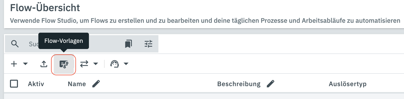 flow vorlage toolbar