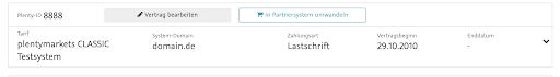 Schaltfläche am Testsystem im Mein Konto-Bereich.