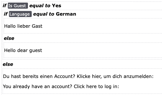 emailbuilder if else widget and logic