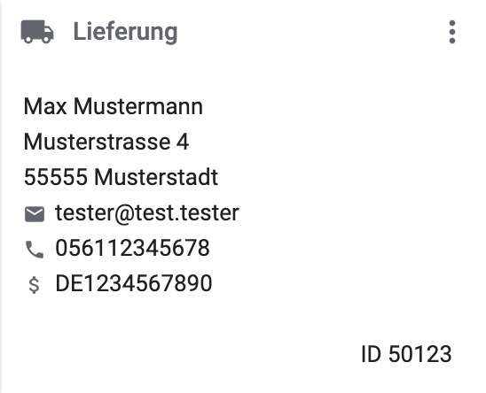 Primäre Lieferadresse (Beispiel)