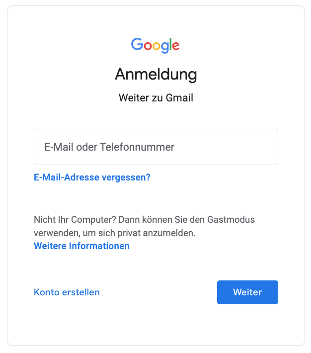 praxisbeispiel gmail login