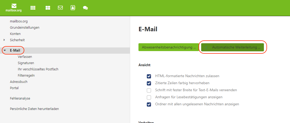 praxisbeispiel mailbox org weiterleitung
