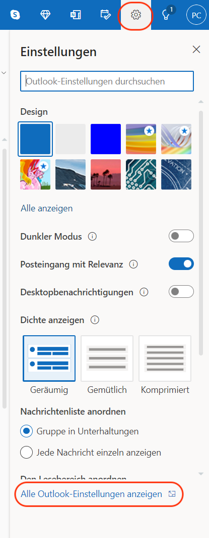 praxisbeispiel office365 einstellungen
