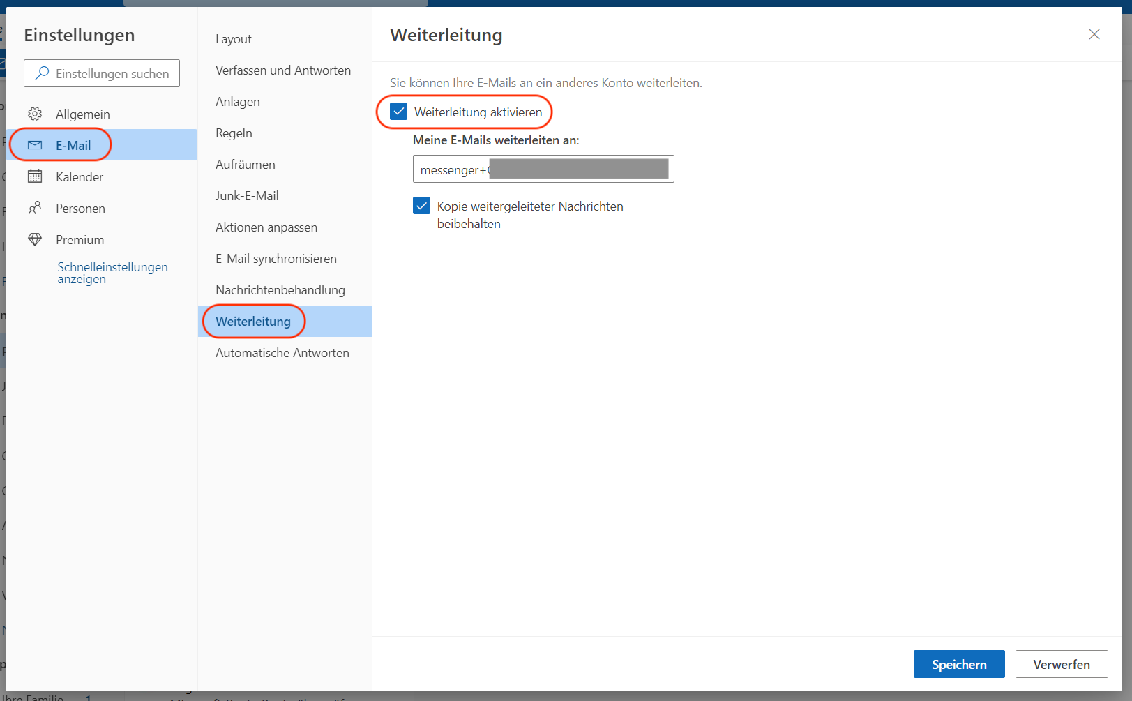 praxisbeispiel office365 weiterleitung