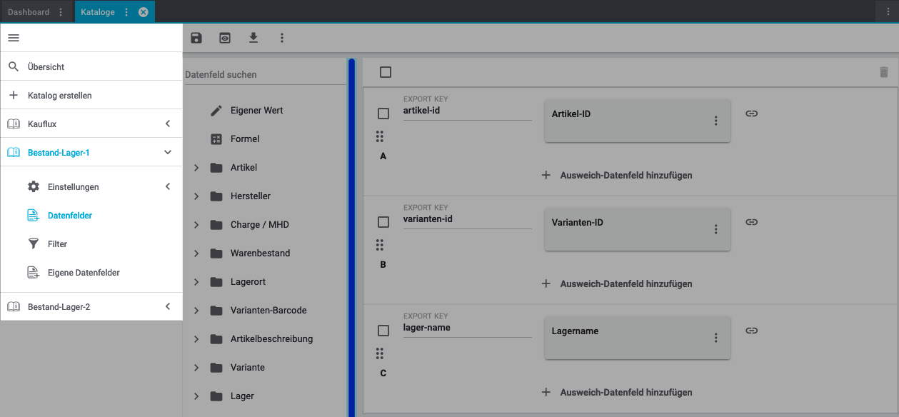 catalogue default navigation