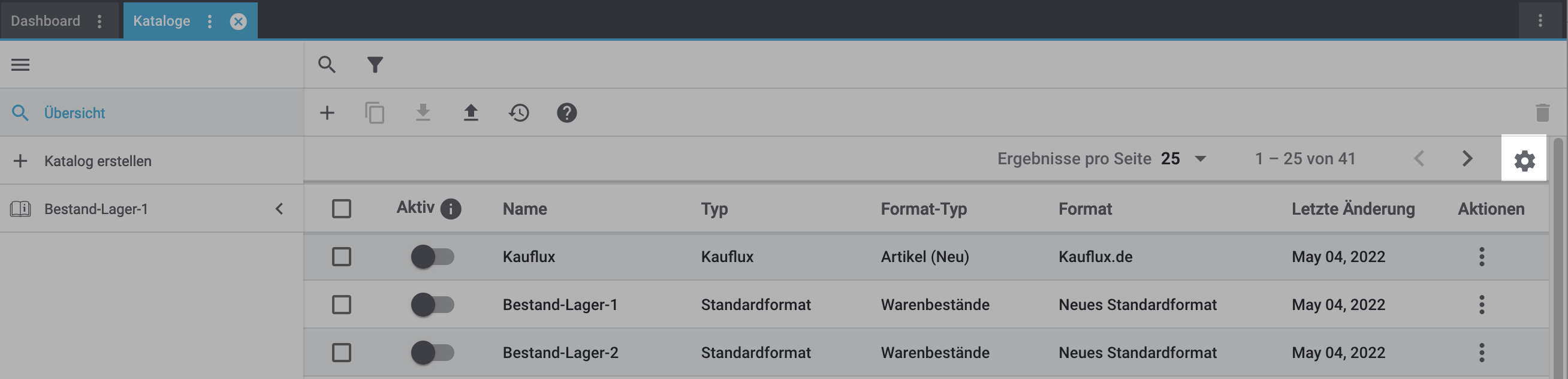 catalogue overview customise