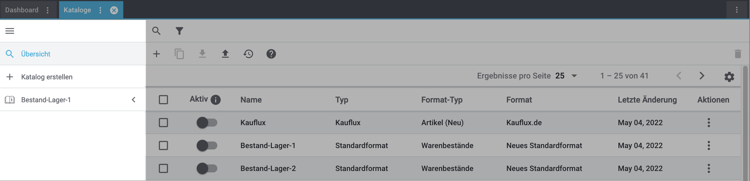 catalogue overview navigation