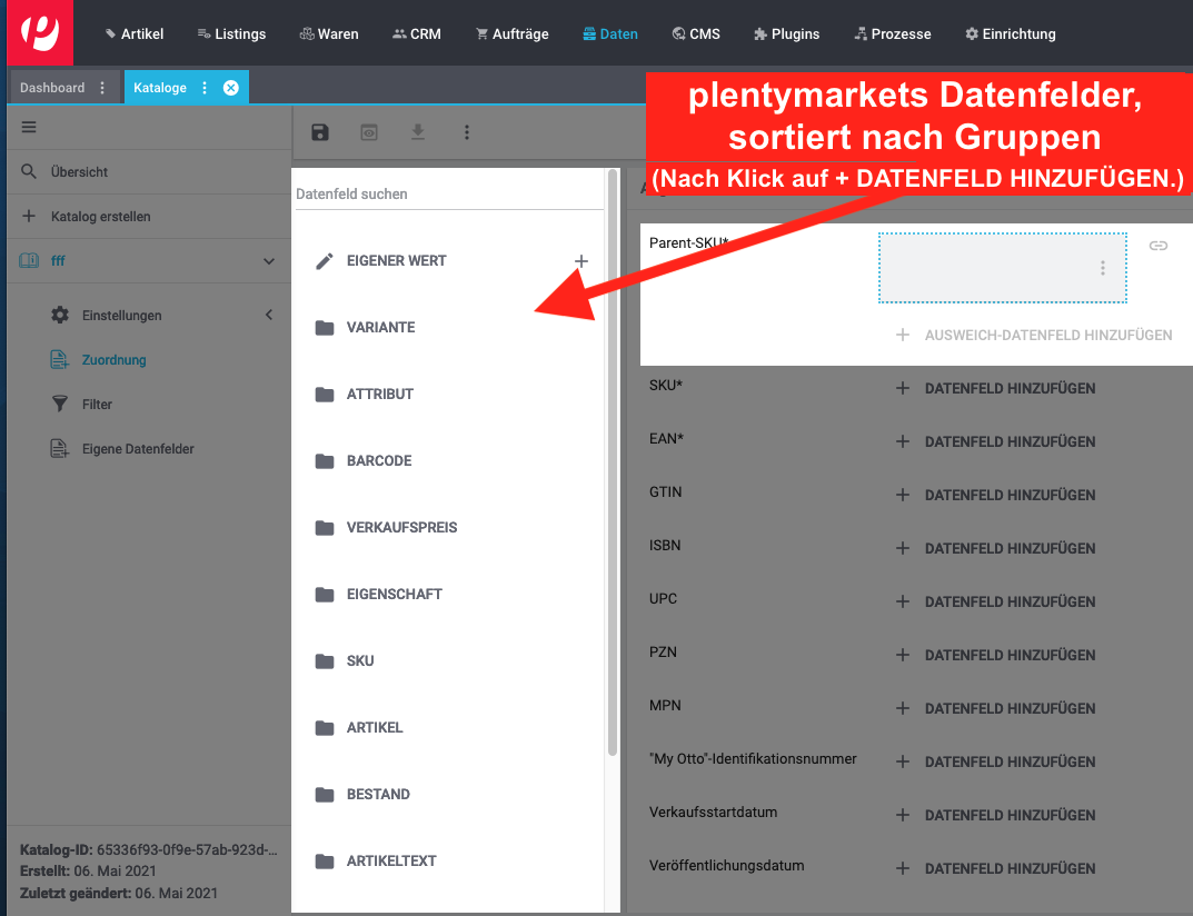 plentymarkets data fields