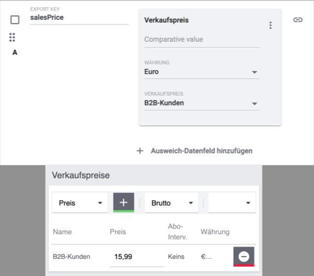 verkaufspreis vgl katalog variante