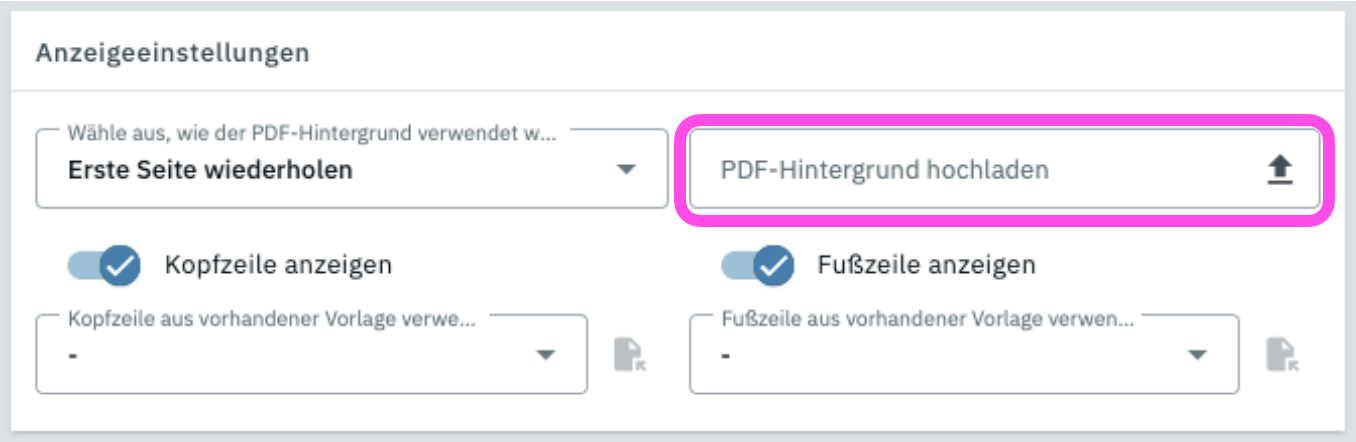 pdf hintergrund hochladen