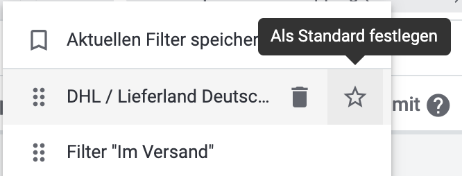 versand center filter standard