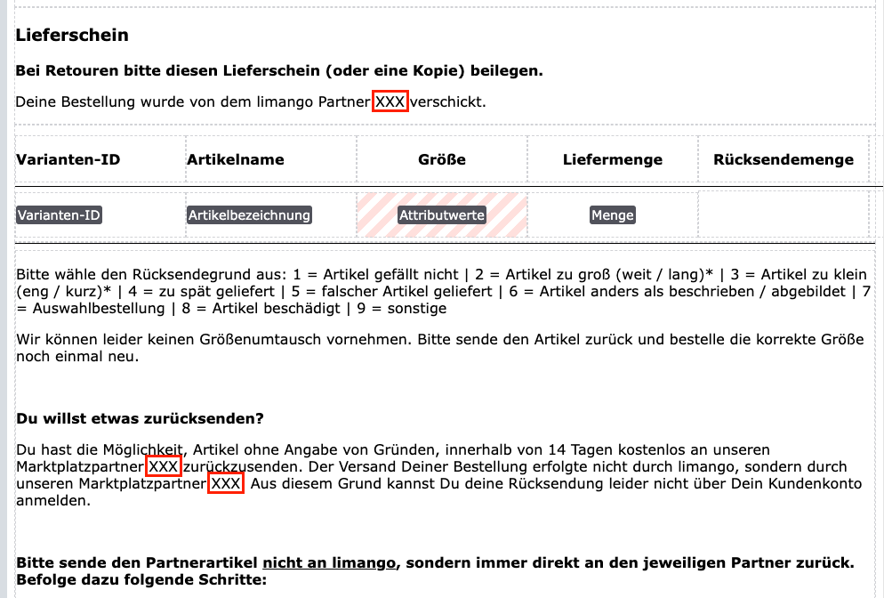 limango documentbuilder platzhalter