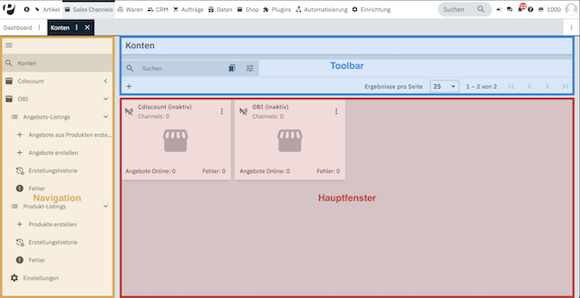 sales channels menue uebersicht de