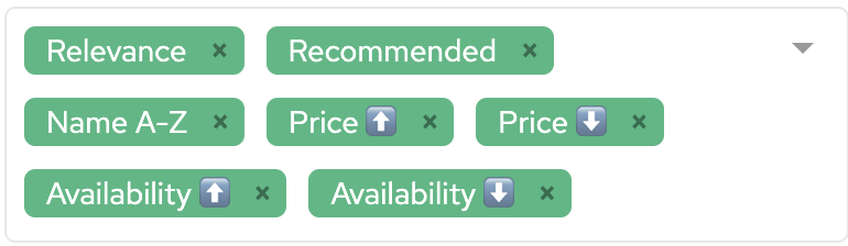 shop category sorting options