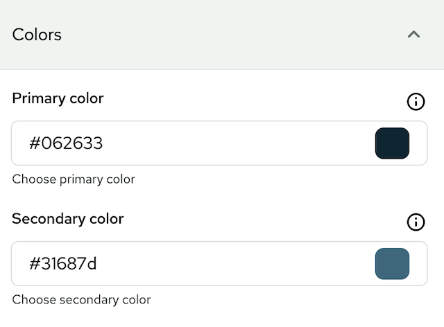 shop colour settings