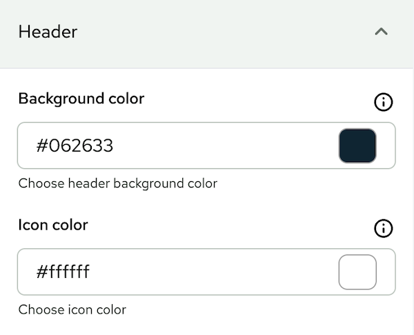 shop header settings