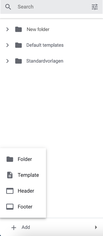 emailbuilder add folder template header footer