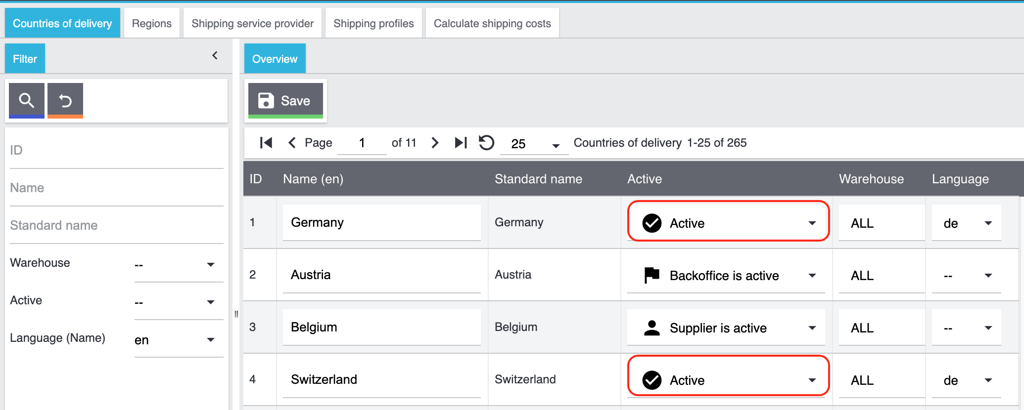 faq country of delivery active