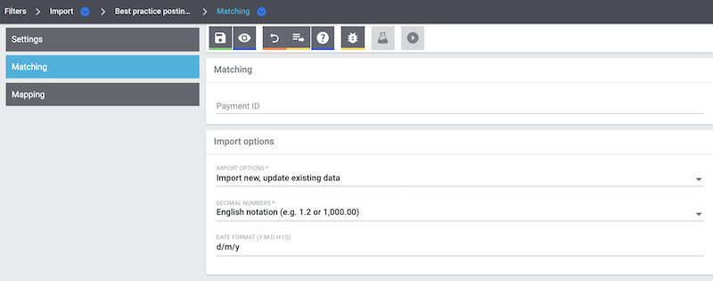 bp postings import matching