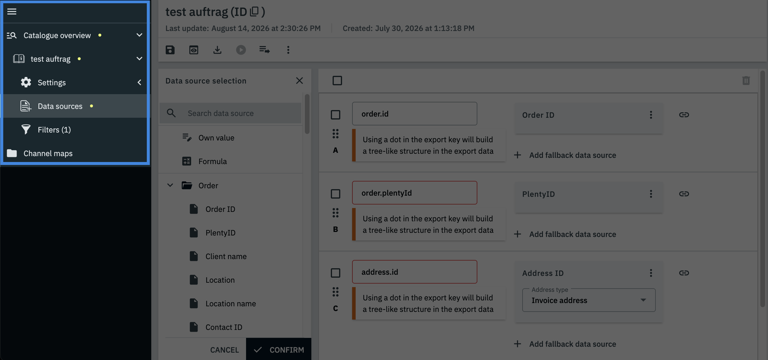 catalogue default navigation