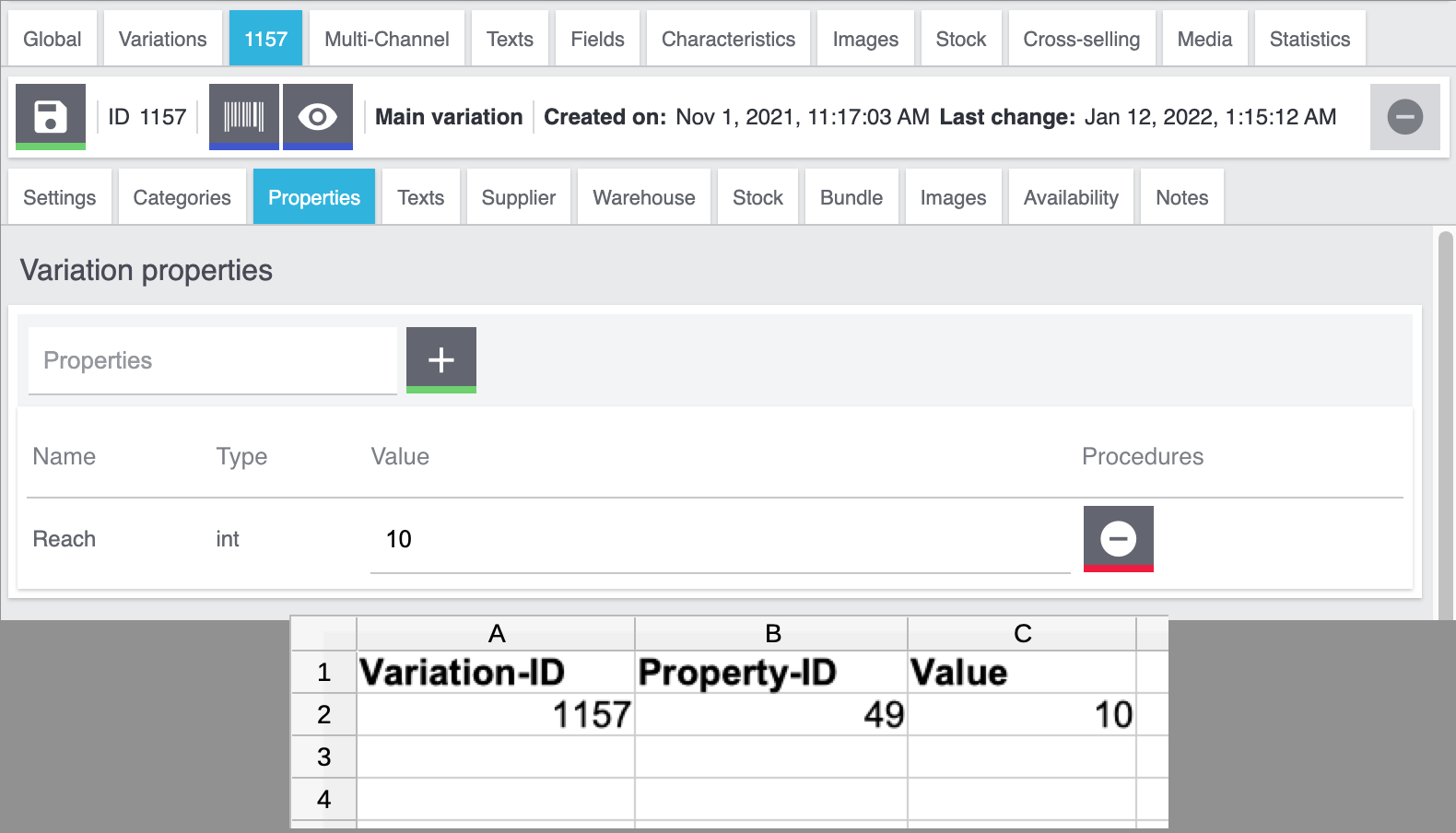 properties import link csv wholenumber