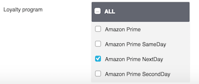 Prime loyalty program filter