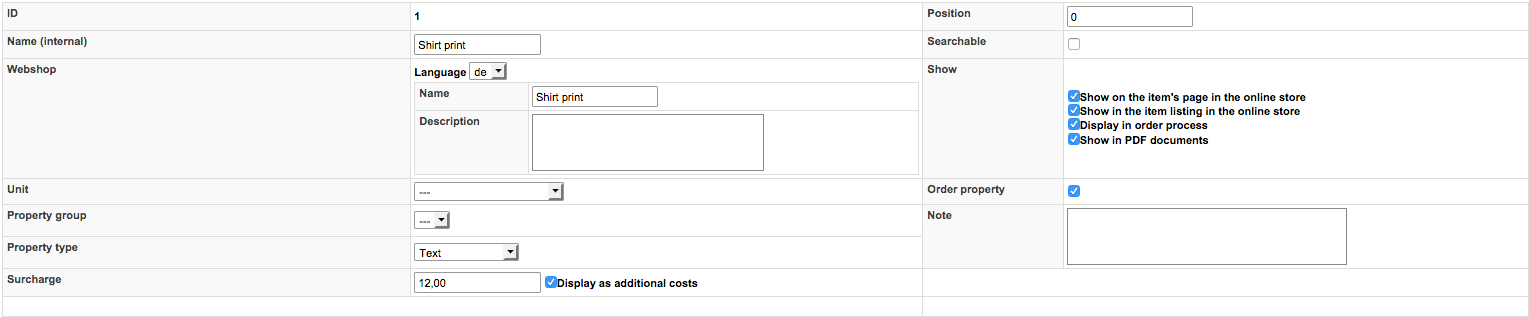 bp ceres order properties settings