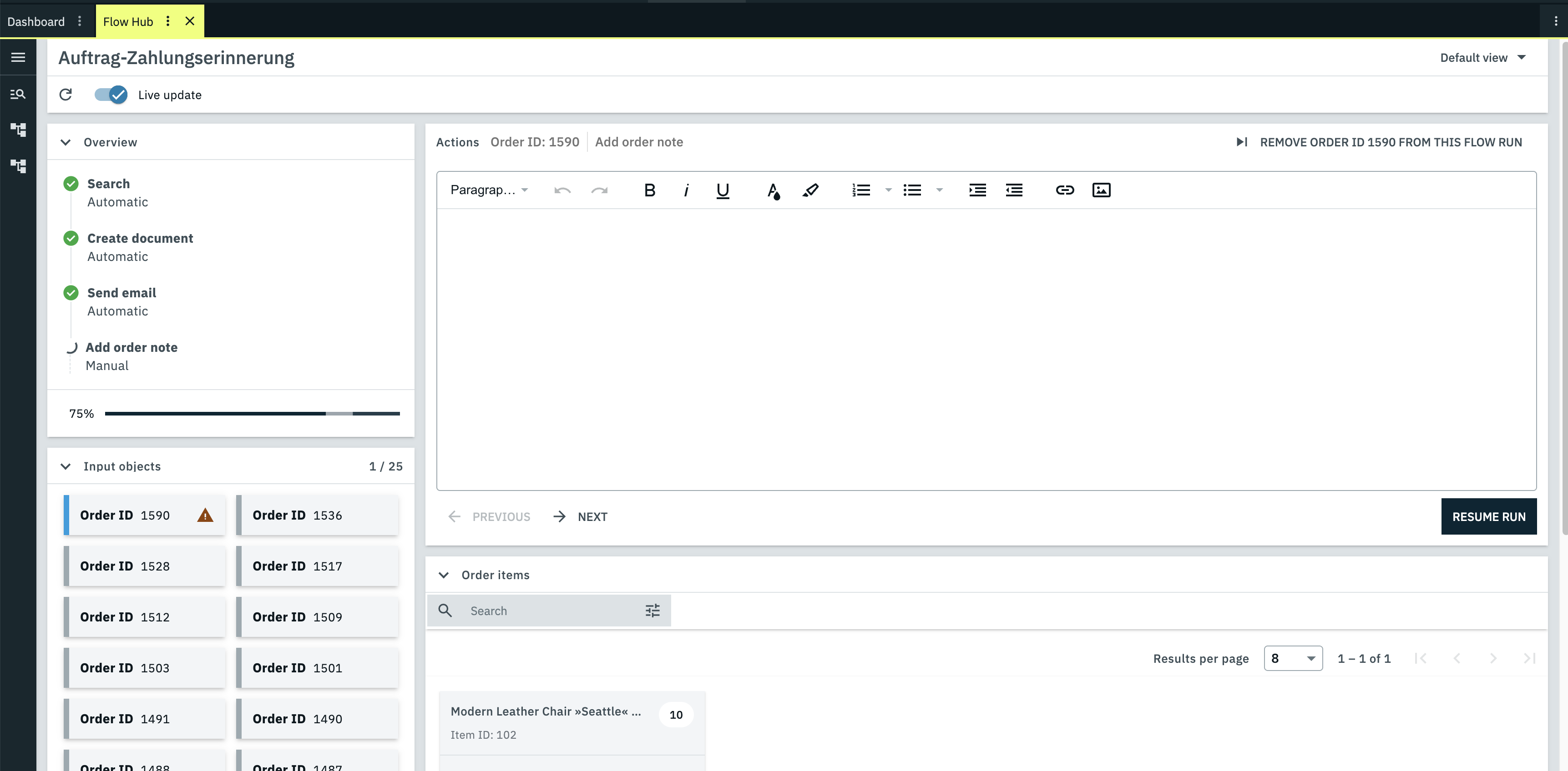 flowhub executionview