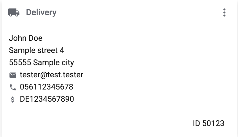 Primary delivery address (example)