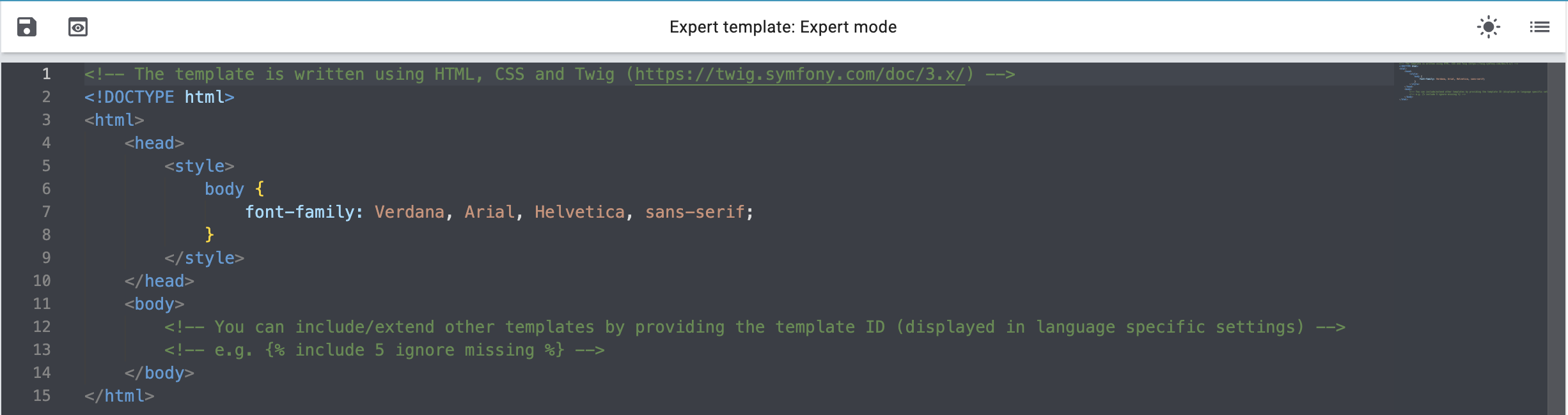emailbuilder expert mode dark mode