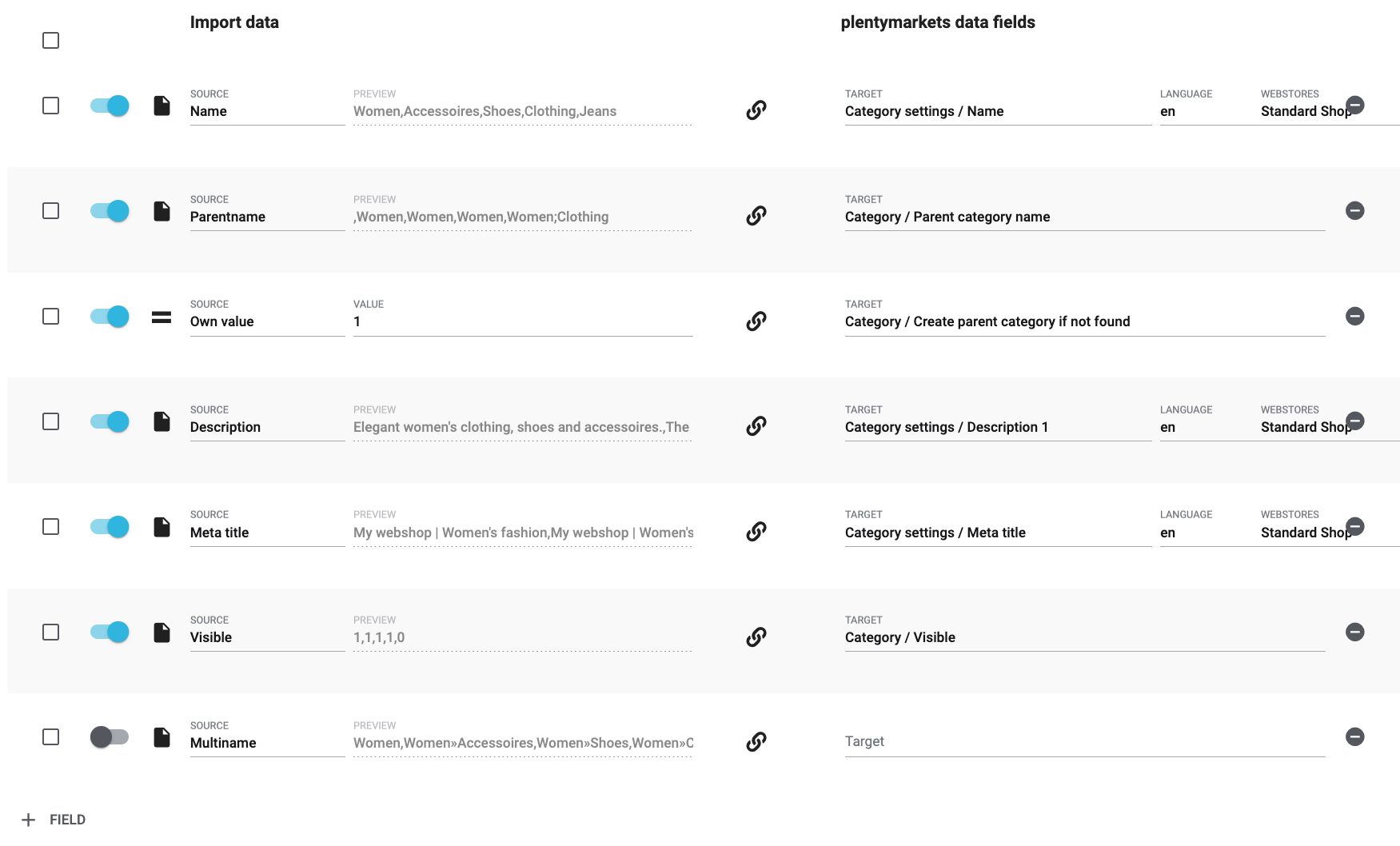 best practice category mapping settings